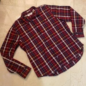 ORIGINAL PENGUIN Long Sleeve Plaid Red Button Down